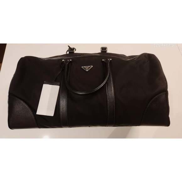 BRAND NEW Prada Re-Nylon & Saffiano Leather Duffle Bag Black 2VC008 with Dustbag - Picture 2 of 11